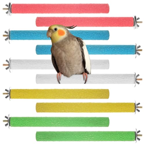 10 PCS Bird Perch Parrot Stand Wood Parrot Perch Stand Platform Natural Paw Grinding Stick Bird Cage Accessories for Budgies Cockatiels Cockatoo Conure Parakeet