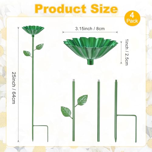 M METERXITY 4-Pack Bee Watering Station, 64cm/25 Inch Iron Bee Bath for Garden Water Feeder, Colorful Butterfly Bath Bowl for Outdoor/Garden/Yard Decor [Green] - color: Green