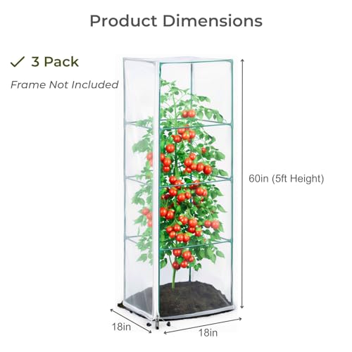 Garden Bird Netting, 3 Pack Tomato Cage Netting with Zipper, 18" x 60" | Fine Mesh Plant Protector, Zipper Access Design, Bird & Squirrel Barrier, Garden Plant Netting