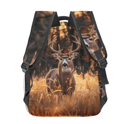 Cool Deer Backpack,Autumn Forest Polyester Backpacks,Lightweight Double Shoulder Back Pack for Kids Teens,Nature Retro Bookbag,School Bag Gifts,Casual Travel Daypack Book Packs - color: Deer