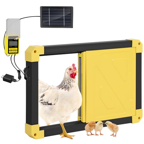 Aivituvin Automatic Chicken Coop Door, Solar-Powered with Heating & Anti-Pinch Function, All-Coop Compatible (Black)