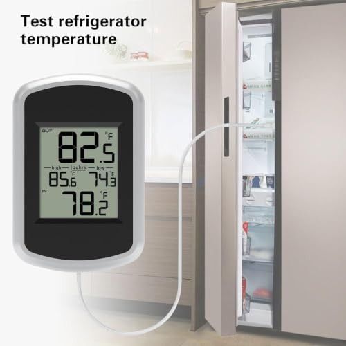 Urageuxy Wired Indoor Outdoor Thermometer, Home Room Temperature Monitor with Min/Max Record and 78.74inch Line Probe Sensor, Fahrenheit Only