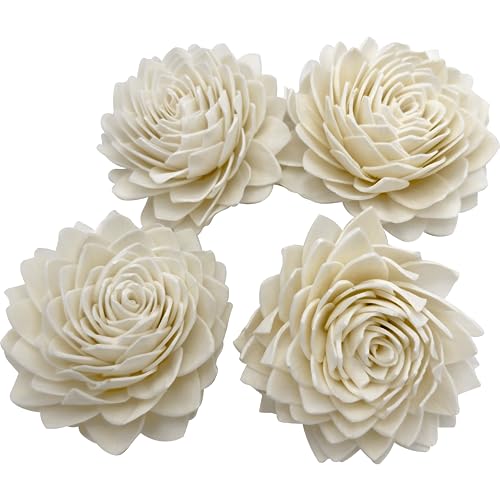 5176 Pk4 Sola Shred Lotus - Handmade Sola Wood Bird Foot Toys, Shreddable Lightweight Flowers, Easy for Small Pets to Manipulate, Stick Treats Inside, Great Foraging Toys - color: Medium Sola Lotus