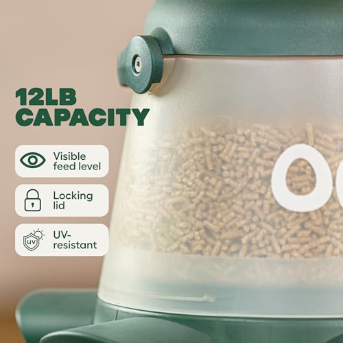 Omlet No Waste Chicken Feeder for Coop | 12lb Anti-Spill Poultry Feeder with 5 Feeding Ports | Feeds 6 Hens for 7 Days | Hanging or Free Standing | Weatherproof - size: 12lb