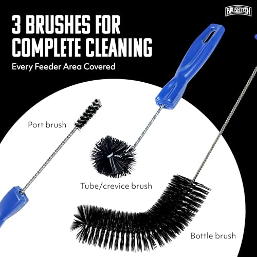 Brushtech Hummingbird Feeder Cleaning Kit - 3 Brush Set (Black/Silver/Blue) | Precision Nylon Cleaning Brushes with Easy-Grip Handles & Multi-Size Design - Reaches Feeder Ports, Bottles & Crevices - style: 3-Piece Kit