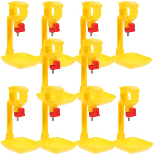 10PCS Chicken Water Cups Dispenser Set Sturdy Poultry Drinking Cups Easy to Install Suitable for Backyard Chickens Adjustable Height and Steel Ball Design
