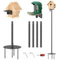 Bird Feeder Pole 85 Inch, Heavy Duty Adjustable Bird House Pole Mount Kit, Universal Top and Side Mount for Smart Bird Feeders, Bird Houses, Seed Trays and Weather Stations with 4-Stake Stable Base - size: 85 INCH