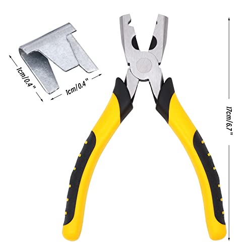 1200pcs Wire Cage Clips with Hog Ring Pliers Fencing Plier Snap-Ring Pliers Hog Wire Fence C Clip for Bird Quail Rabbit Chicken Cage