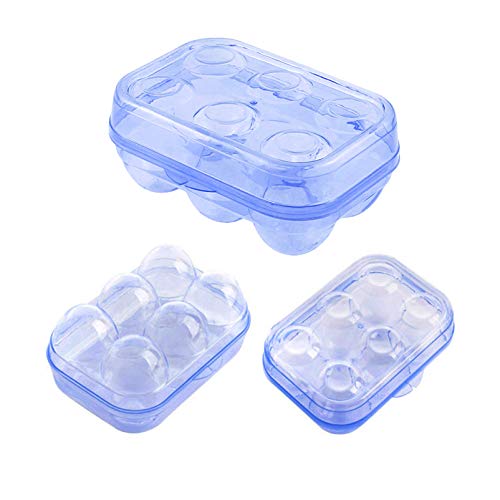 YOHA Clear Egg Storage Box Delicate 6 Girds Egg Dispenser Holder Case Refrigerator Crisper Camping Picnic Travel Portable Egg Carriage,Blue-6 - color: Blue