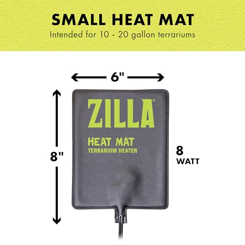 Zilla Heat Mat, Terrarium Heater for Reptiles, Snakes (Ball Pythons, Corn Snakes), Leopard Geckos, Tortoises, Amphibians and Arachnids, Small, Fits 10-20 Gallon, 8 Watt | Terrarium Heater for Reptiles, Snakes (Ball Pythons, Corn Snakes), Leopard Geckos, T