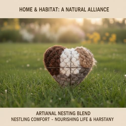 Handmade Heart-Shaped Hummingbird nest Box with Nesting Materials, Winter and Summer Outdoor Bird Watching House, Wild Bird shelter (1)