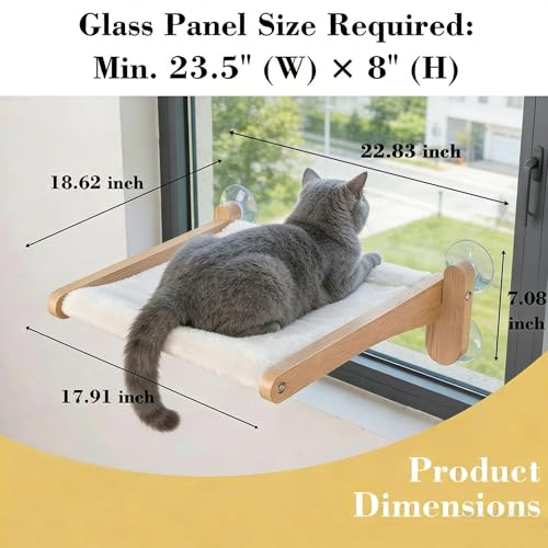 Cat Window Perch with Bird Feeder – Foldable Hammock, Strong Suction Cups for Indoor Cats (Nature-2) - color: Nature-2