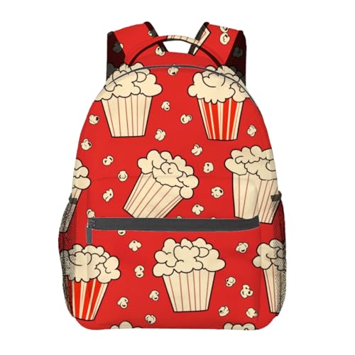Popcorn Pattern Backpack Travel Backpacks Laptop Rucksack,School Bookbag for Women Kids Boys Girls,Movie and Food Back Pack Accessories Bags,Ideal Gifts for Work, Outdoor Adventures - color: Color98