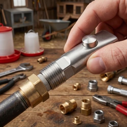 2Pcs Stainless Steel Pig Water Nipple Drinker, Touch-Trigger Livestock Waterer with G1/2 Thread for Sows,3.35x0.98in,Piglets & Farm Animals
