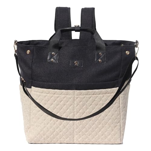 Diaper Tote Bag Totepack Backpack Crossbody Bag 3 in 1 for Women Laptop Backpack Multifunctional with Insulated Pockets - color: Linen Beige
