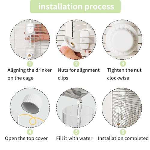 7.4 Fl Oz No Mess Bird Water Dispenser, Automatic Parrot Water Feeder with Spring Valve, Clear Cage Water Drinker for Parakeets Cockatiels Budgies Finch Lovebirds & Canary (White, 7.4 fl oz (220ml)) | Leak-proof bird waterer For parrots, cockatiels, budgi