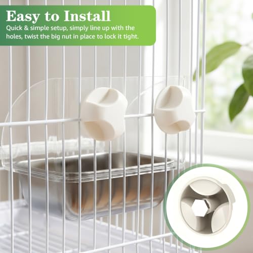 No Mess Bird Cage Feeder, Stainless Steel Parakeet Bowl with Perch | Easy to Install & Clean, No Spill Design, Hanging Bird Feeder for Budgie, Cockatiel, Conure, Lovebird, Canary, Finch