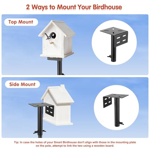 Upgraded Heavy Duty Bird Feeder Pole - Thicker Steel Bird Feeding Station Pole with 5-Prong Base, Wind-Resistant Water Bowl, Mesh Tray, Bird House Frame for Yard Garden Backyard(Not Include Birdhouse)