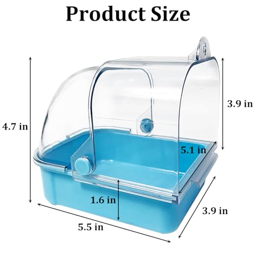 Tfwadmx Bird Cage Bath Hanging Bird Bath Supplies Parrot Bath Tub Water Shower Food Feeder Holder Tray for Small Birds Canary Budgies Cockatiel Lovebirds(Blue) - color: Blue