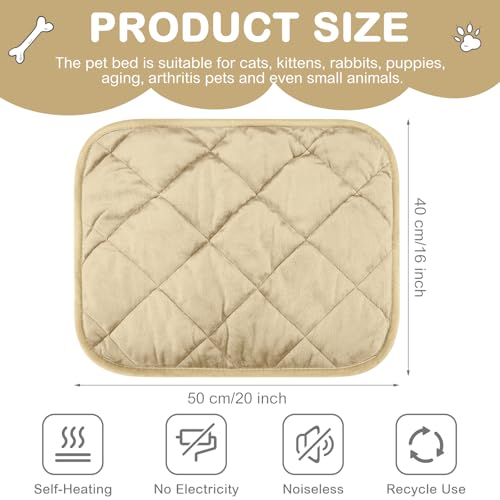 4 Pack Self Heating Cat Pad Self Warming Dog Mat Reflects Body Heat Extra Warm Thermal Pet Pad Washable Dog Cat Bed Crate Bed Mat Blanket(Beige,16 x 20 Inch) - color: Beige, size: 16 x 20 Inch