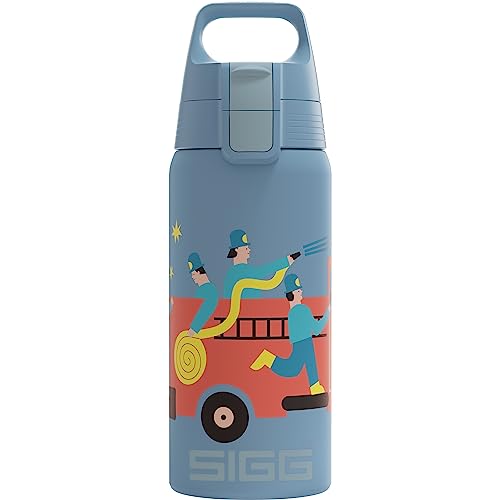 SIGG - Insulated Kids Bottle - Shield One Therm - For Carbonated Beverages - Dishwasher Safe - Stainless Steel - 17 Oz - color: Pompiers