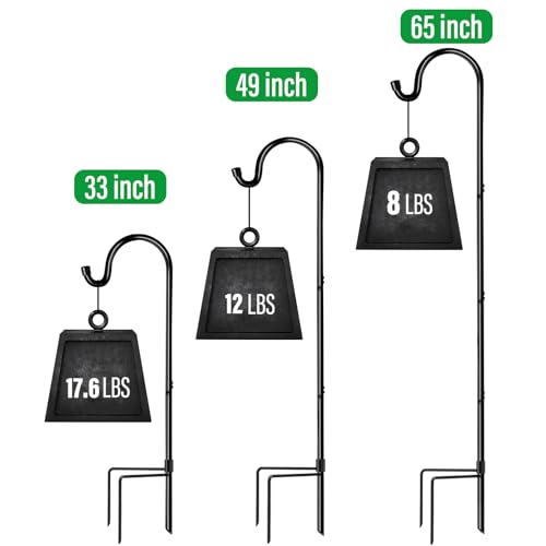GOFORWILD 2 Pack 33 Inch Metal Shepherd Hooks for Bird Feeder Outdoor | Heavy Duty Bird Feeder Hanger with 3 Prongs Base, for Hanging Lantern, Hummingbird Feeder, Plant Hanger, Wind Chime - size: 33 Inch