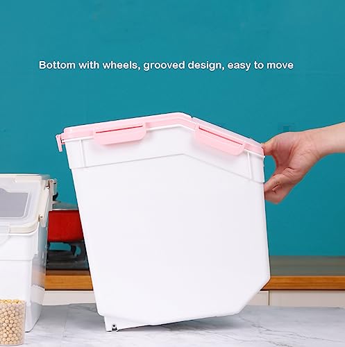 Large Flour Storage Container Bin 25lb, 2Pack Airtight Rice Storage Containers with Wheels Seal Locking Lid, BPA Free with Measuring Cup&Scoop for Flour, Rice, Grain(Gray) - color: Gray 2Pack 25Lb