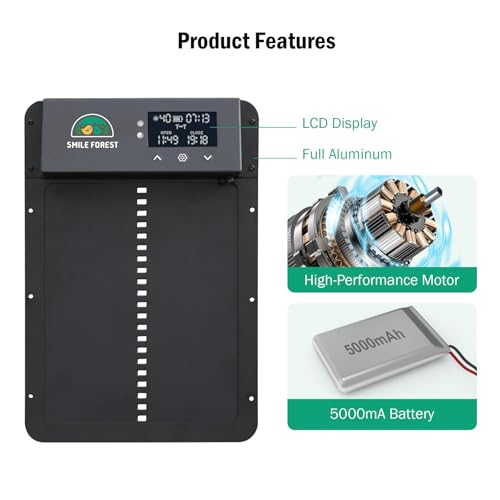 Automatic Chicken Coop Door with Light Sensor & Timer Control - Multi-Mode Chicken Door Opener with Solar Charging - color: Charcoal
