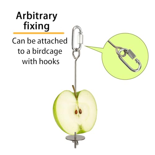 4 PCS Bird Cage Food Holders Stainless Steel Stick Feeder Parrot Fruit Vegetable Skewer Hanging Small Animal Hanging Foraging Accessories for Bird Parakeet Cockatoo Cockatiel