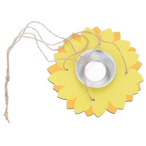KALLORY Outdoor Hanging Bird Feeder Wooden Garden Bird Feeding Supply with Flower Design for Backyard and Yard Use