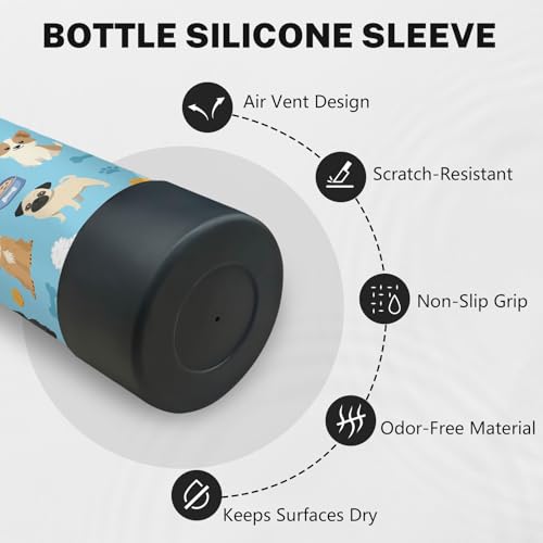 Dog 18 oz Water Bottle, with 2 Lids Handle, Insulated Sports Cup | 18oz Stainless Steel Travel Tumbler, Reusable Leak proof Cup, Anti Slip Boot Mug,Christmas Birthday Dog Gift for Son - color: Dog