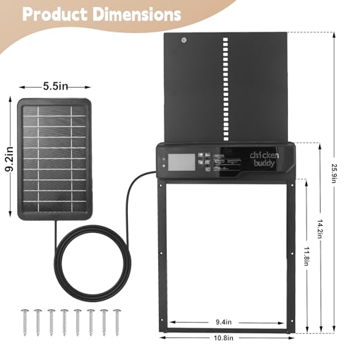 Automatic Chicken Coop Door, Large Aluminum Alloy Door with Timer & Manual Modes, Anti-Pinch Safety, Programmable LCD Controller for Secure Poultry Access(Black) - color: Black
