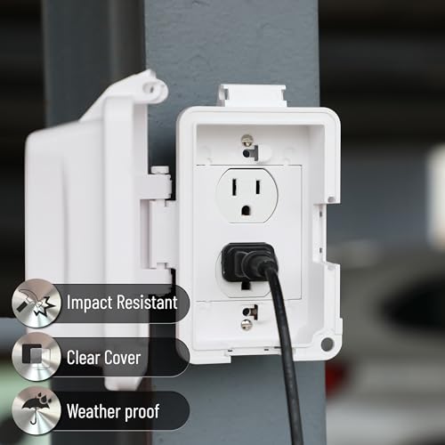 Bates Choice Weatherproof Electrical Outlet Cover, 1-Gang, White Plastic Outdoor Outlet Cover, Plug-In, 120 Volts AC, Compatible with All Devices - color: White, size: 1 Pack