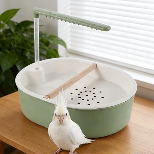 DECHOUS Parrot Automatic Bath, Circulating Water Birds Shower Bathtub with USB Powered - Cage Indoor Parakeet Bath Tub Fountain for Cockatiels Conures Lovebirds