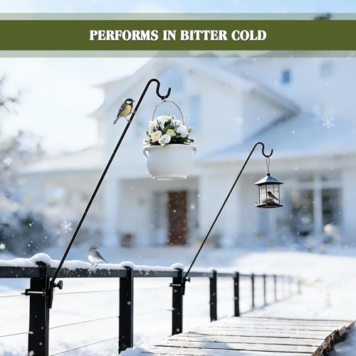 2 Packs Extended Fence Deck Heavy Duty Bird Feeder Hook, 360 Degree Rotary and Length Adjustable Plant Bracket for Bird Feeders Planters Suet Baskets Lanterns Wind Chimes and More - size: 43" Long -2 Packs Fence Deck Hook