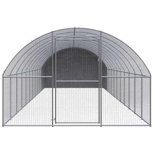 10x10x6.6ft Galvanized Steel Chicken Coop Large Metal Poultry Cage Outdoor Run Walk-in Hen House Pen for Backyard Chickens Ducks and Small Animals Silver - color: Silver-K