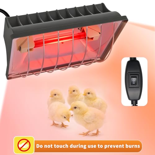 250W Chicken Coop Heat Lamp with Guard & Adjustable Temp | Adjustable 175W/250W infrared heater with safety guard. For chicks, poultry, livestock & small pets. Durable brooder heating. - size: 1 Pack
