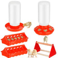 TINSKY 5 Pack Chick Feeder and Waterer Set Plastic Baby Chicken Brooder Starter Kit with Chick Perch for Small Poultry Ducks Quail