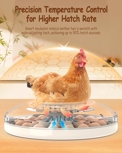 30 Egg Incubators for Hatching Eggs with Automatic Egg Turner, Auto Temperature Control, LED Candling, Humidity Monitor, 360° Viewing for Chicken Quail Parrot Birds