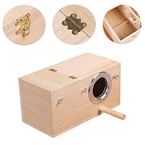YJJKJ Wood Parakeet Nest Box Pet Bird House Parrot Breeding Mating Box Bird Cage Box for Lovebirds Cockatiel Parrotlets Budgerigar Parakeet (L) - size: Large