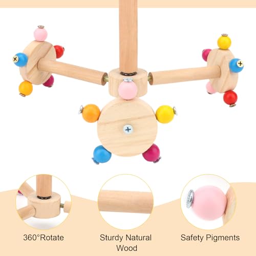 Hypeety 360° Rotating Bird Perch Stand Toy Natural Wood Interactive Exercise Wheel Parrot Perch Toys Bird Rotating Perch for Parrot Parakeets Budgies Lovebirds Finch Conures (3 Stands)