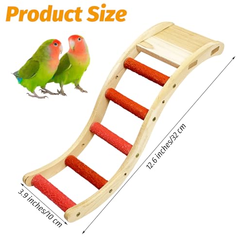 Hamiledyi Nature Wooden Bird Ladder Pet Parrots Climb Bridge Exercise Stands for Parakeet Climbing Chewing Bridge Bird Cage Accessories for Cockatiel Parakeet Lovebirds Budgie (Orange)