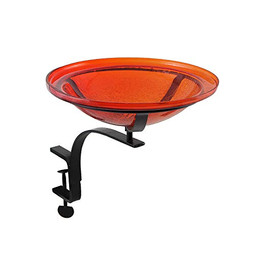 Achla Designs CGB-09R-RM 12 Inch Red Crackle Rail Mount Bracket Birdbath - color: Red
