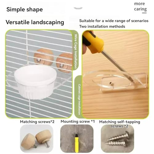 Sugar Glider Feeder Hanging Ceramic Bowl with Acrylic Stand Space-Saving Design for Small Pet (Two Bowls Small) - color: two bowls small