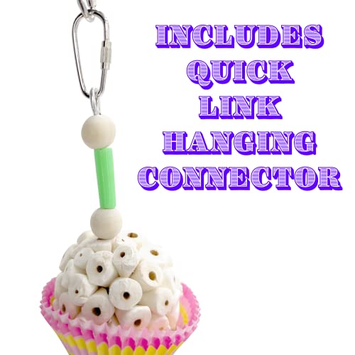 1564 Double Tutu Chew - Handcrafted Hanging Sola Wood Shreddable Bird Cage Toy, Handmade Sola Wood Balls, Bakery Grade Cup Cake Cups, Foraging Fun for Med Size Pet Birds - size: Double Tutu