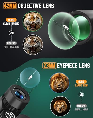 BEBANG Binoculars for Adults 10x42 High-Powered: Waterproof for Birding | BAK4 prisms and FMC optics, compact lightweight design for eyeglass wearers, cruises, sports, travel and wildlife viewing