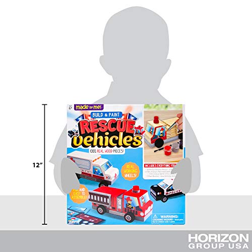 Made By Me Build & Paint Your Own Wooden Toys, DIY Wood Craft Kit, Easy to Assemble, Rescue Vehicles - style: Rescue Vehicles