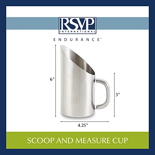 RSVP International Endurance Kitchen Collection Measuring Tools, Dishwasher Safe, Scoop & Measure, Stainless Steel - size: 1.5 cups Scoop (Pack of 1)