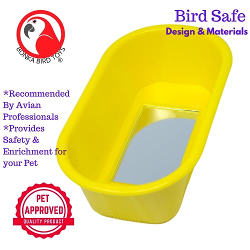 1424 Bird Bath Toy Ladder Cockatiel Parakeet Finch Toys Canary cage Cages (Yellow) - color: Yellow