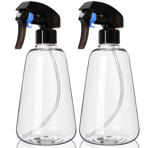 Spray Bottle 2 Pack, 16oz - Ultra Fine Mist, Plant Mister Indoor, Funnel | Empty Spray Bottles, Leak Proof Misting Water Sprayer for Gardening, Planting, Hair, Cleaning Solutions - Funnel Included - color: Clear